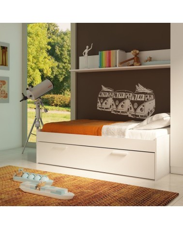 Letto singolo 1004 Blanco con cassettone estraibile
