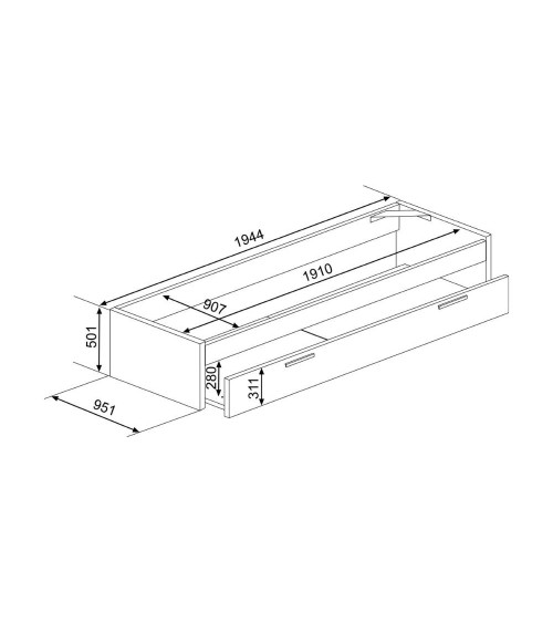 Letto singolo 1004 Blanco con cassettone estraibile