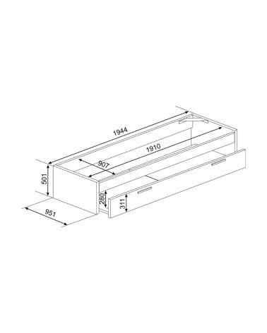 Letto singolo 1004 Blanco con cassettone estraibile