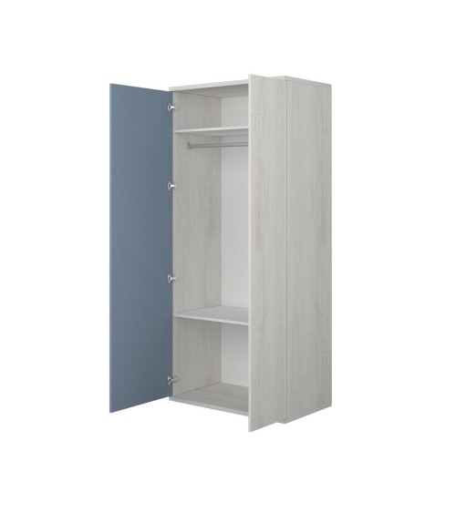 Armadio 90x52x223h 2 ante bianco consumato celeste