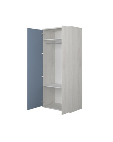 Armadio 90x52x223h 2 ante bianco consumato celeste