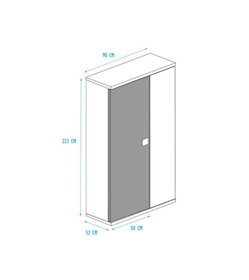 Armadio 90x52x223h 2 ante bianco consumato celeste