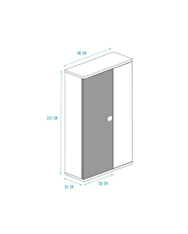 Armadio 90x52x223h 2 ante bianco consumato celeste
