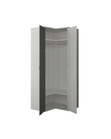 Armadio 98x96x223h angolare bianco consumato antracite