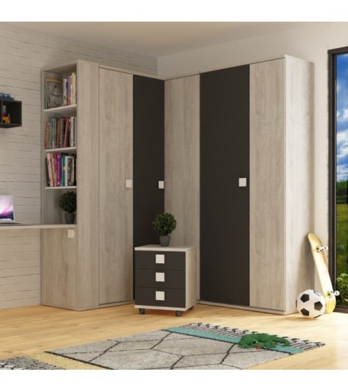 Armadio 98x96x223h angolare bianco consumato antracite