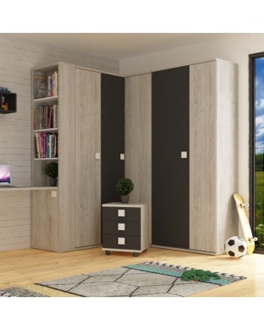 Armadio 98x96x223h angolare bianco consumato antracite