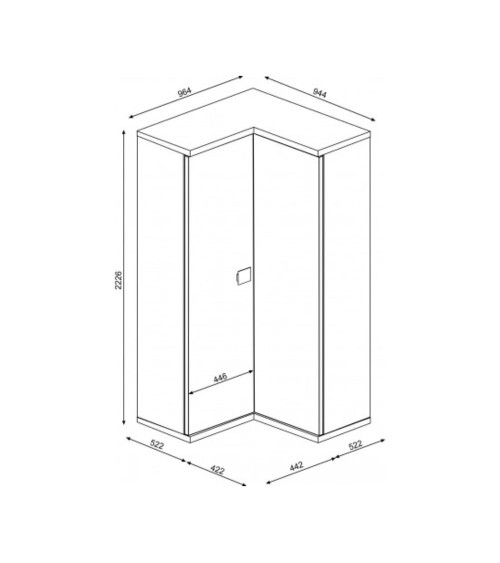 Armadio 98x96x223h angolare bianco consumato antracite