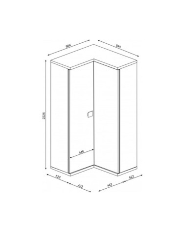 Armadio 98x96x223h angolare bianco consumato antracite