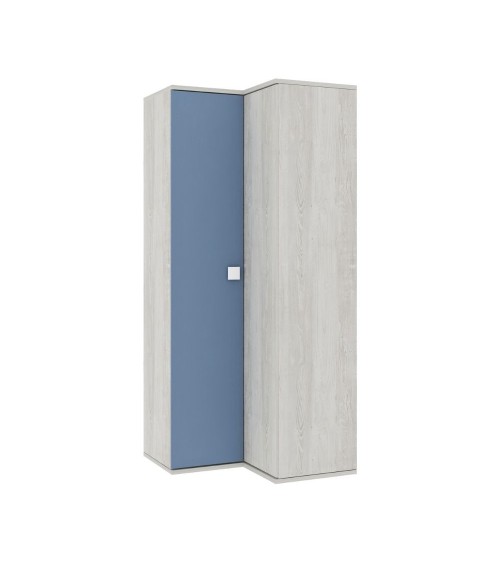 Armadio 98x96x223h angolare bianco consumato celeste