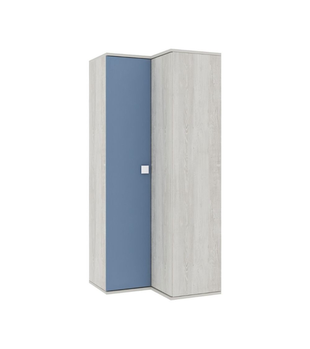 Armadio 98x96x223h angolare bianco consumato celeste