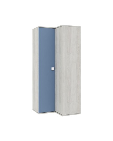 Armadio 98x96x223h angolare bianco consumato celeste