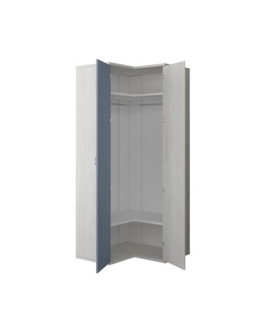 Armadio 98x96x223h angolare bianco consumato celeste