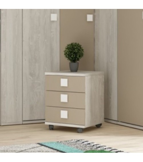 Comodino 46x46x60h bianco consumato 3 cassetti