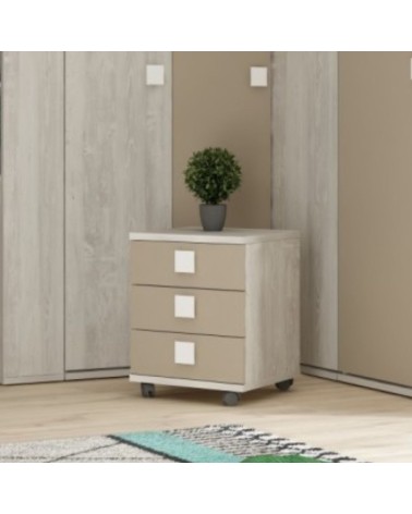 Comodino 46x46x60h bianco consumato 3 cassetti