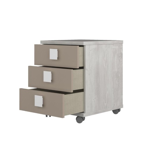 Comodino 46x46x60h bianco consumato 3 cassetti