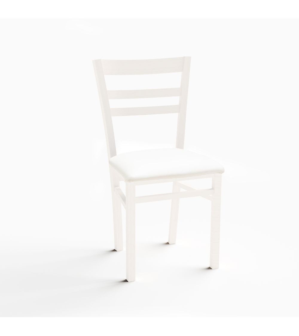 Sedia Cromica in legno bianco opaco set 2 pezzi