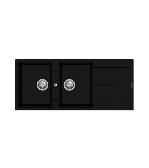 Enigma D200 lavello 2 vasche e gocciolatoio nero