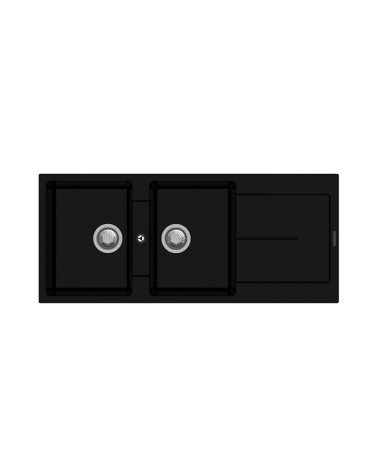 Enigma D200 lavello 2 vasche e gocciolatoio nero