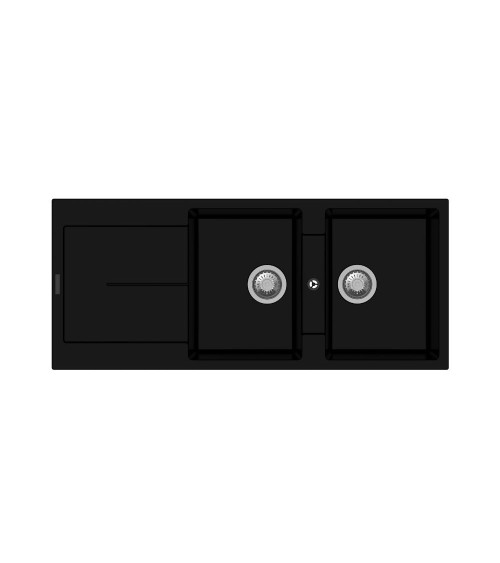 Enigma D200 lavello 2 vasche e gocciolatoio nero
