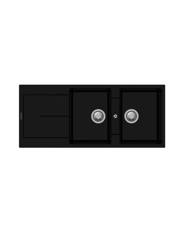 Enigma D200 lavello 2 vasche e gocciolatoio nero