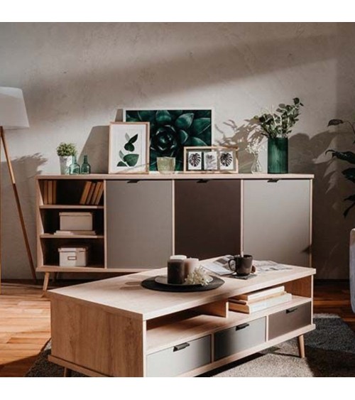 Madia Epik 56 rovere antracite grigio 3 ante vano a giorno