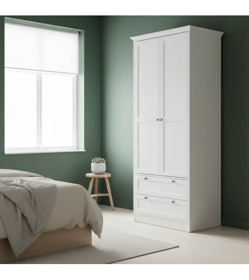 Armadio Landwood14 bianco due ante e due cassetti