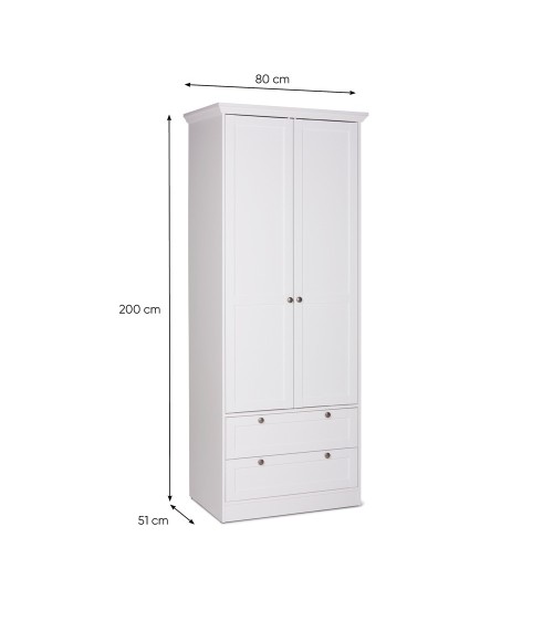 Armadio Landwood14 bianco due ante e due cassetti