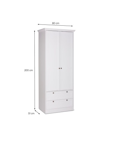 Armadio Landwood14 bianco due ante e due cassetti