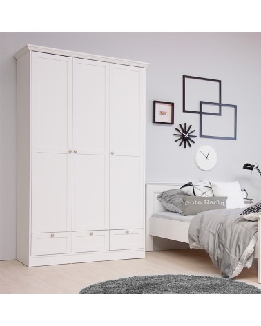 Armadio Landwood18 bianco tre ante e tre cassetti
