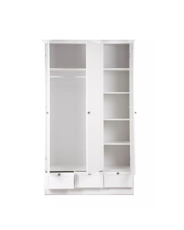Armadio Landwood18 bianco tre ante e tre cassetti