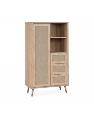 Credenza KUTA53 rovere sonoma 3 cassetti e anta effetto rafia