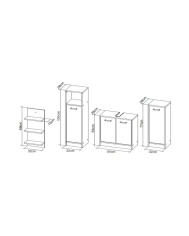Set bagno Madeira beton bianco