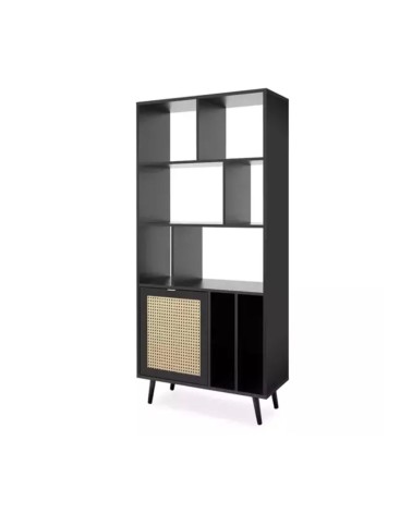 Libreria Vienna20A nera con frontali effetto vimini