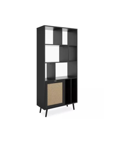 Libreria Vienna20A nera con frontali effetto vimini