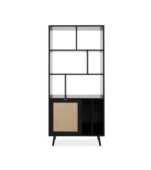 Libreria Vienna20A nera con frontali effetto vimini