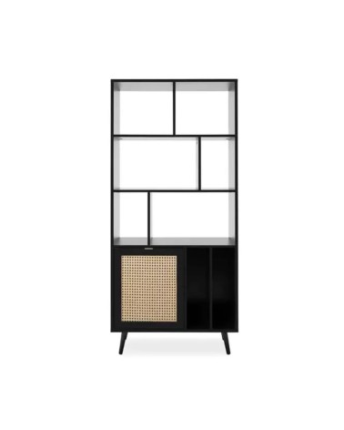 Libreria Vienna20A nera con frontali effetto vimini