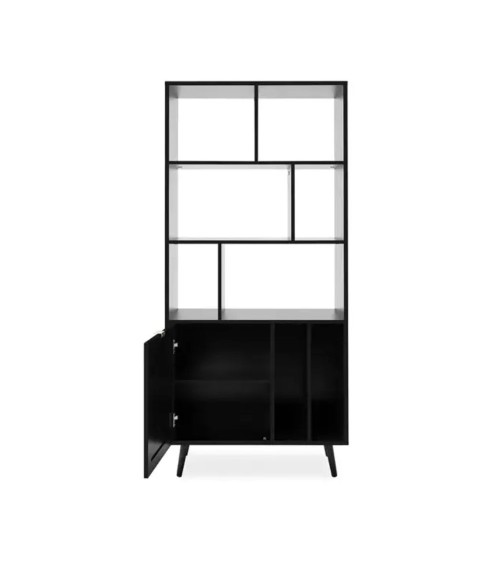 Libreria Vienna20A nera con frontali effetto vimini