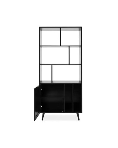 Libreria Vienna20A nera con frontali effetto vimini
