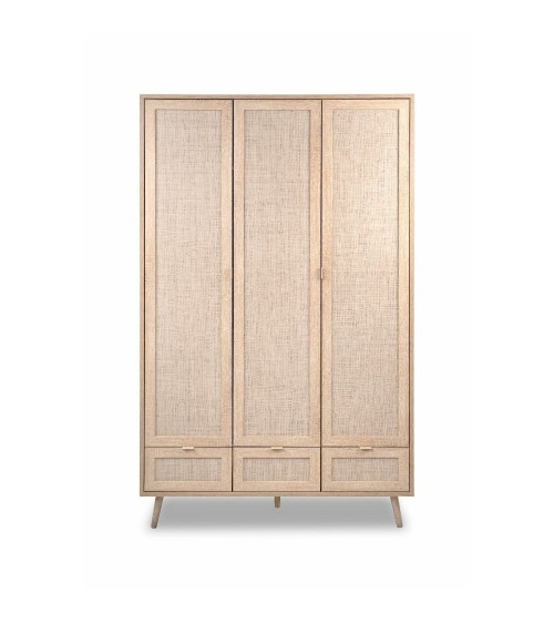 Armadio Bali 60B 3 ante e 3 cassetti effetto vimini
