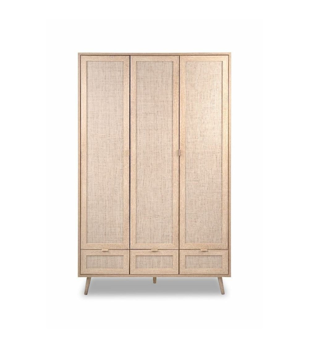 Armadio Bali 60B 3 ante e 3 cassetti effetto vimini