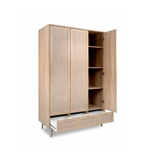 Armadio Bali 60B 3 ante e 3 cassetti effetto vimini