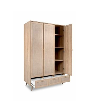 Armadio Bali 60B 3 ante e 3 cassetti effetto vimini