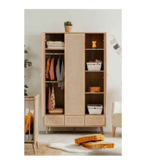 Armadio Bali 60B 3 ante e 3 cassetti effetto vimini