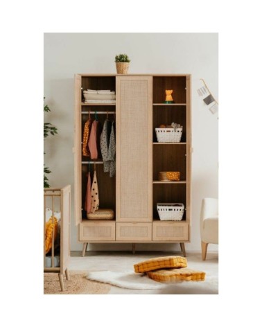 Armadio Bali 60B 3 ante e 3 cassetti effetto vimini