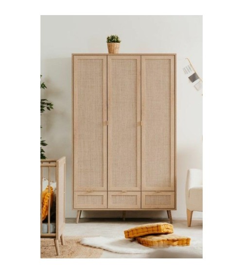 Armadio Bali 60B 3 ante e 3 cassetti effetto vimini