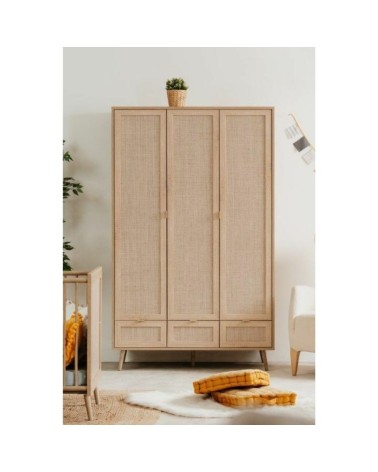 Armadio Bali 60B 3 ante e 3 cassetti effetto vimini