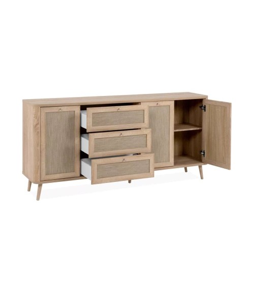 Madia KUTA51A rovere sonoma 3 cassetti e 3 ante effetto rafia