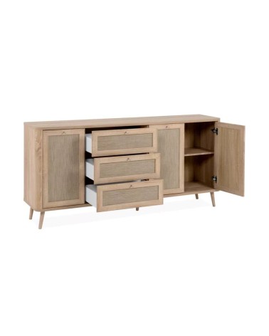 Madia KUTA51A rovere sonoma 3 cassetti e 3 ante effetto rafia
