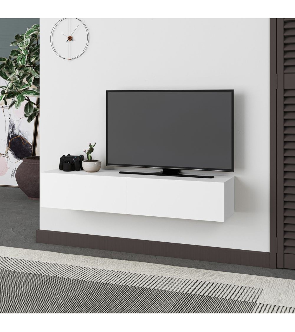 Mobile porta TV sospeso Francy bianco ante a ribalta 135x31.7x25 cm.