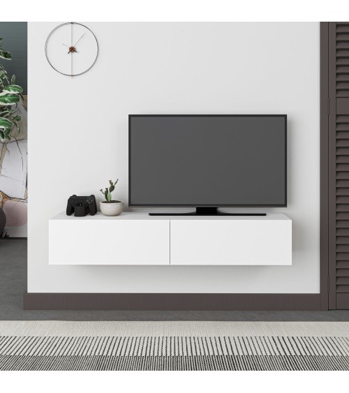 Mobile porta TV sospeso Francy bianco ante a ribalta 135x31.7x25 cm.